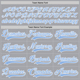 Custom Gray Light Blue-White Hockey Lace Neck Jersey