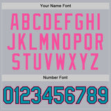 Custom Gray Teal Black-Pink Authentic Throwback Basketball Jersey