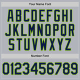 Custom Gray Navy-Neon Green Authentic Throwback Basketball Jersey