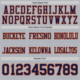 Custom Gray Navy-Orange Authentic Football Jersey