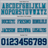 Custom Gray Navy-Teal Authentic Football Jersey