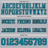 Custom Gray Teal-Black Authentic Football Jersey
