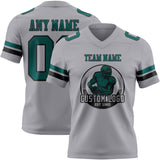 Custom Gray Midnight Green-Black Authentic Football Jersey
