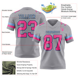 Custom Gray Pink Black-Light Blue Authentic Football Jersey