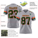 Custom Gray Green-Orange Authentic Football Jersey