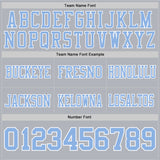 Custom Gray Light Blue-White Authentic Football Jersey