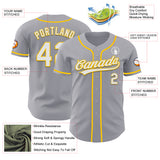Custom Gray White-Yellow Authentic Baseball Jersey