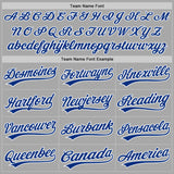 Custom Stitched Gray Royal-White Baseball Pullover Sweatshirt Hoodie