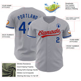 Custom Gray Royal-Red Authentic Baseball Jersey