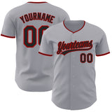 Custom Gray Black-Red Authentic Baseball Jersey