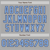 Custom Stitched Gray Light Blue-Navy Baseball Pullover Sweatshirt Hoodie