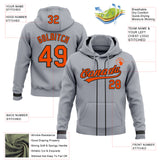 Custom Stitched Gray Orange-Black Baseball Pullover Sweatshirt Hoodie