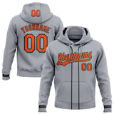 Custom Stitched Gray Orange-Black Baseball Pullover Sweatshirt Hoodie