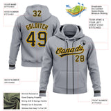 Custom Stitched Gray Black-Gold Baseball Pullover Sweatshirt Hoodie