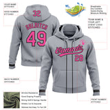 Custom Stitched Gray Pink-Black Baseball Pullover Sweatshirt Hoodie
