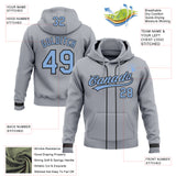 Custom Stitched Gray Light Blue-Black Baseball Pullover Sweatshirt Hoodie