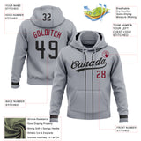 Custom Stitched Gray Black-Crimson Baseball Pullover Sweatshirt Hoodie