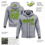 Custom Stitched Gray Neon Green-Black Baseball Pullover Sweatshirt Hoodie