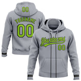 Custom Stitched Gray Neon Green-Black Baseball Pullover Sweatshirt Hoodie