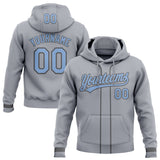 Custom Stitched Gray Light Blue-Steel Gray Baseball Pullover Sweatshirt Hoodie