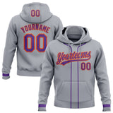 Custom Stitched Gray Purple-Orange Baseball Pullover Sweatshirt Hoodie