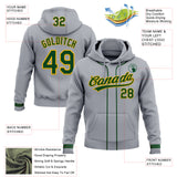 Custom Stitched Gray Green-Gold Baseball Pullover Sweatshirt Hoodie