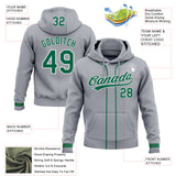 Custom Stitched Gray Kelly Green-White Baseball Pullover Sweatshirt Hoodie