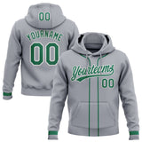 Custom Stitched Gray Kelly Green-White Baseball Pullover Sweatshirt Hoodie
