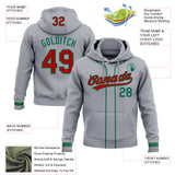 Custom Stitched Gray Red-Kelly Green Baseball Pullover Sweatshirt Hoodie