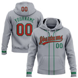 Custom Stitched Gray Red-Kelly Green Baseball Pullover Sweatshirt Hoodie