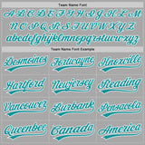 Custom Stitched Gray Teal-White Baseball Pullover Sweatshirt Hoodie