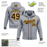 Custom Stitched Gray Brown-Gold Baseball Pullover Sweatshirt Hoodie