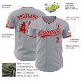 Custom Gray Red White-Black Authentic Baseball Jersey
