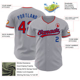 Custom Gray Red-Royal Authentic Baseball Jersey
