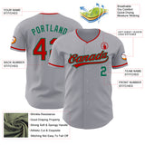 Custom Gray Red-Kelly Green Authentic Baseball Jersey