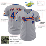 Custom Gray Royal-Orange Authentic Baseball Jersey