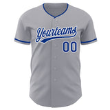 Custom Gray Royal-White Authentic Baseball Jersey