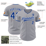 Custom Gray Royal-White Authentic Baseball Jersey