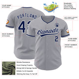 Custom Gray Navy-White Authentic Baseball Jersey