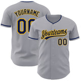 Custom Gray Navy-Gold Authentic Baseball Jersey