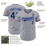 Custom Gray Navy-Light Blue Authentic Baseball Jersey