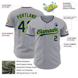 Custom Gray Navy-Neon Green Authentic Baseball Jersey