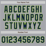 Custom Gray Navy-Neon Green Authentic Baseball Jersey