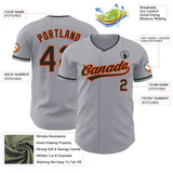 Custom Gray Black-Orange Authentic Baseball Jersey