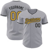 Custom Gray Old Gold-Black Authentic Baseball Jersey