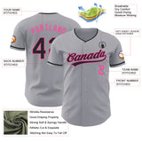 Custom Gray Black-Pink Authentic Baseball Jersey