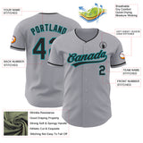 Custom Gray Black-Teal Authentic Baseball Jersey
