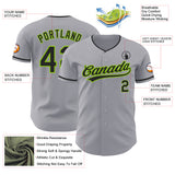 Custom Gray Black-Neon Green Authentic Baseball Jersey