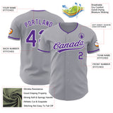 Custom Gray Purple-White Authentic Baseball Jersey