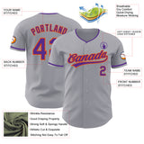 Custom Gray Purple-Orange Authentic Baseball Jersey